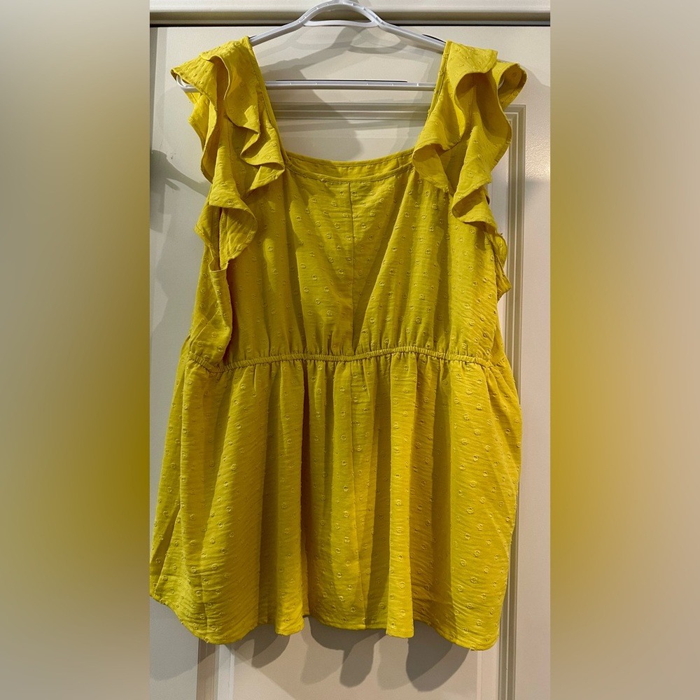 Lane Bryant, Yellow Ruffle Sleeve Women's Top - Picture 5 of 7